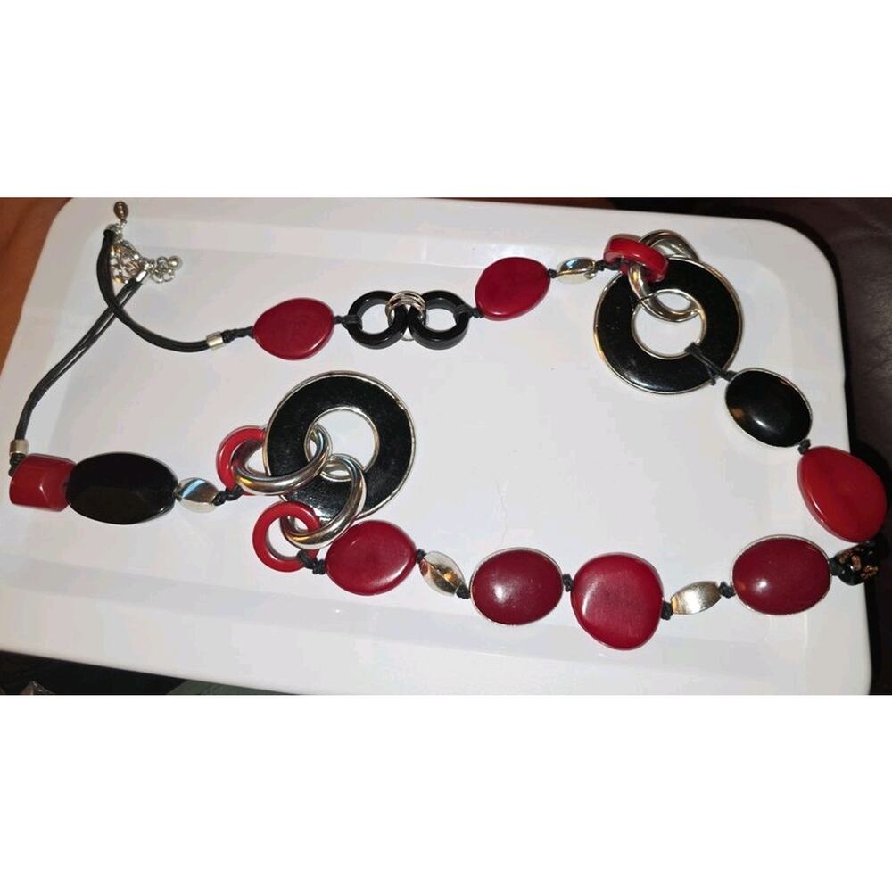 Chicos Red and Black Statement Necklace